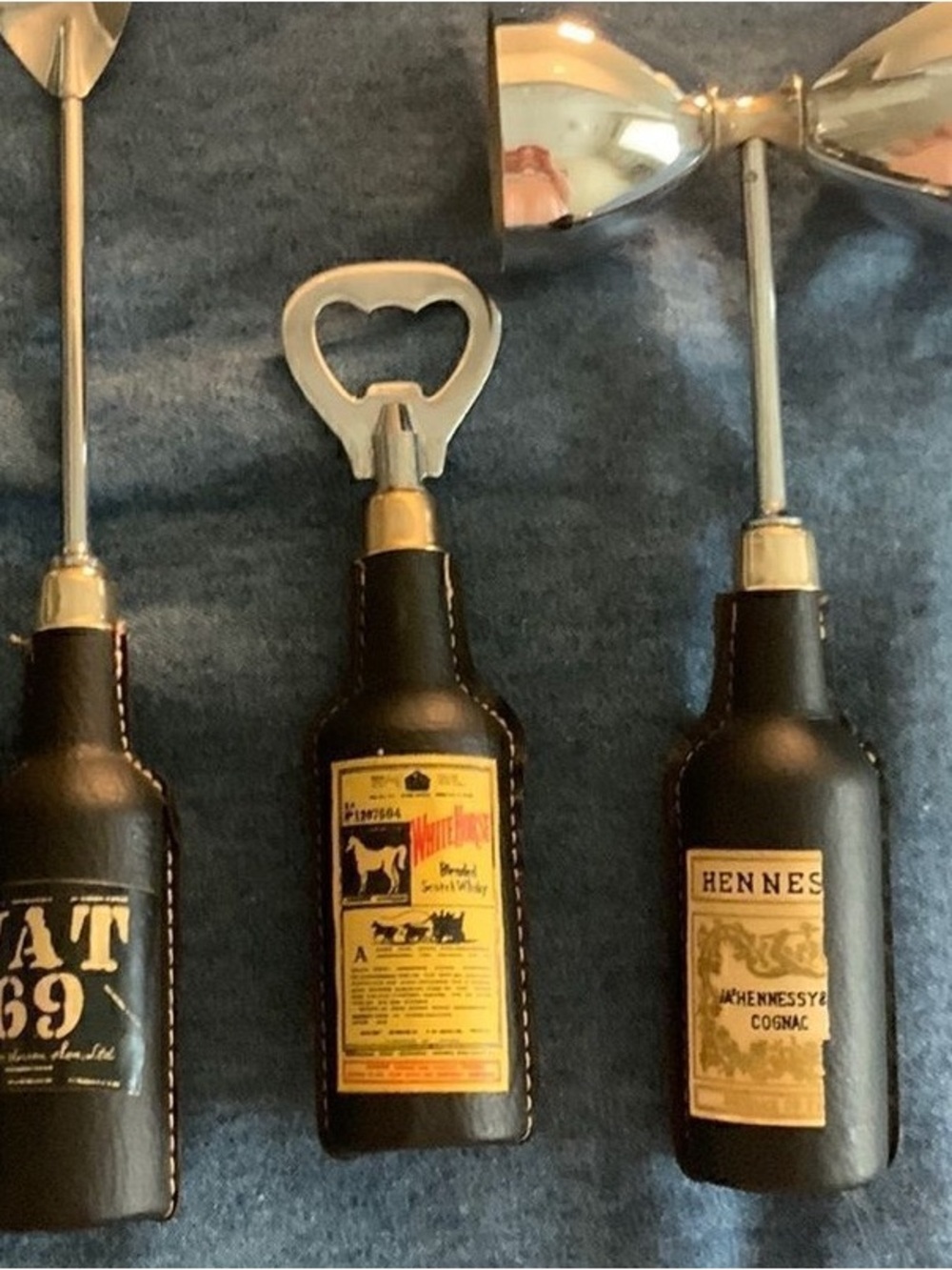 Black Leather-Handled Bottle Opener - Henne Style
